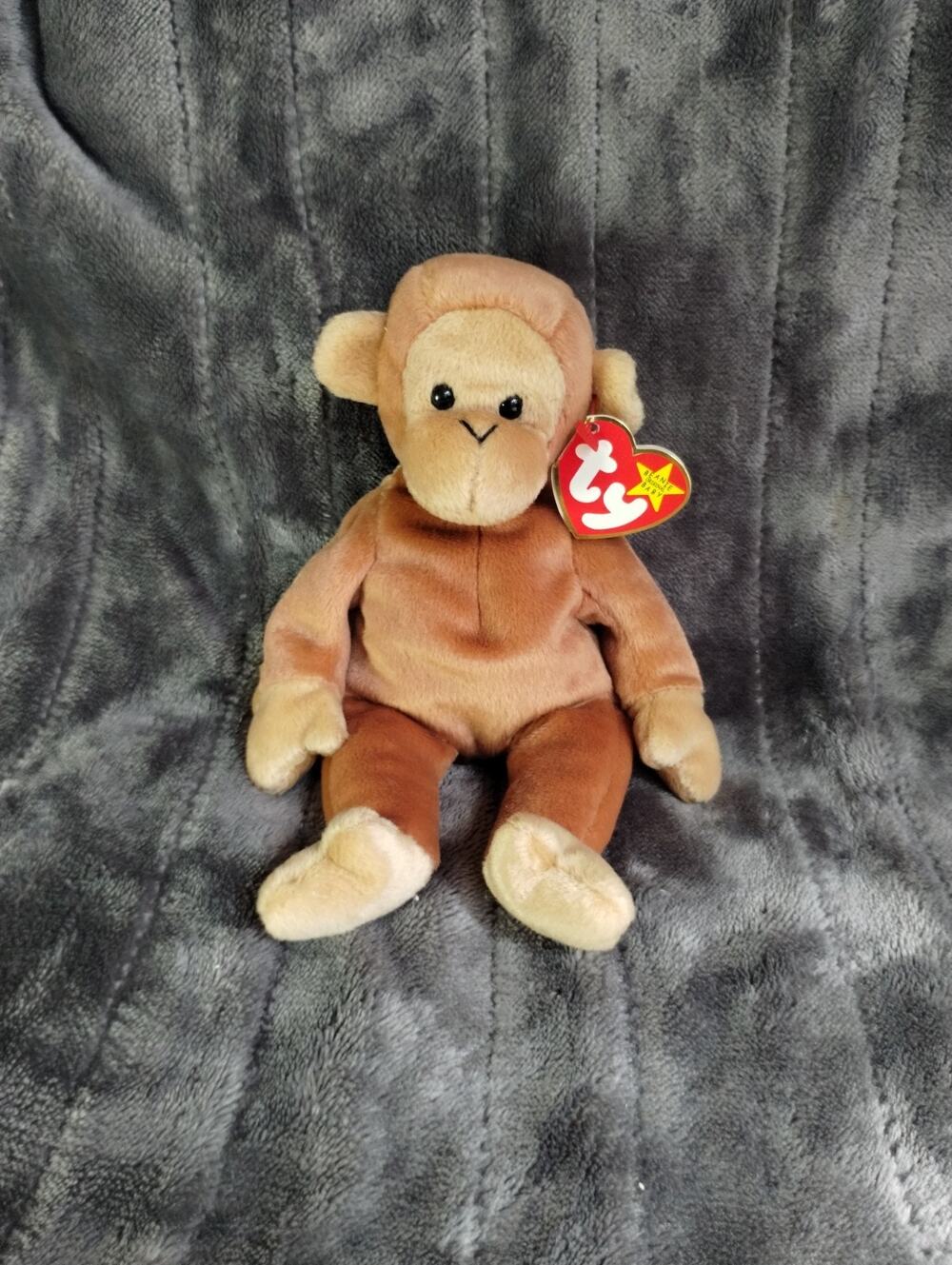 Ty Beanie Baby Bongo Monkey Plush Brown Tan 8" Tags